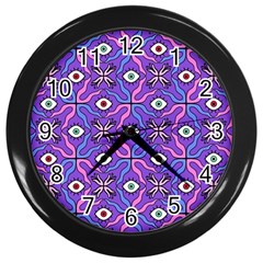 Abstract Illustration With Eyes Wall Clock (black) by SychEva