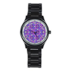 Abstract Illustration With Eyes Stainless Steel Round Watch by SychEva