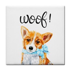 Welsh Corgi Pembrock With A Blue Bow Tile Coaster by ladynatali