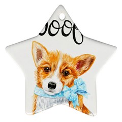 Welsh Corgi Pembrock With A Blue Bow Ornament (star) by ladynatali