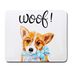 Welsh Corgi Pembrock With A Blue Bow Large Mousepads by ladynatali