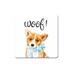 Welsh Corgi Pembrock With A Blue Bow Square Magnet