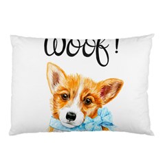 Welsh Corgi Pembrock With A Blue Bow Pillow Case (two Sides) by ladynatali