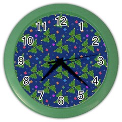 Christmas Trees Color Wall Clock by SychEva