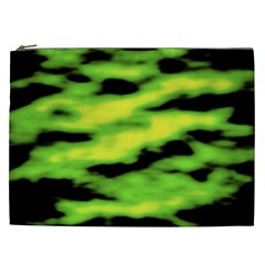 Green  Waves Abstract Series No12 Cosmetic Bag (xxl) by DimitriosArt