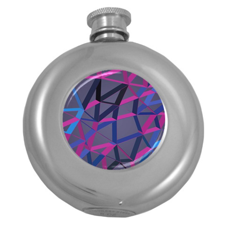 3d Lovely Geo Lines Round Hip Flask (5 oz)