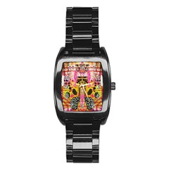 Digital Illusion Stainless Steel Barrel Watch