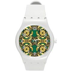 Abstract Pattern Geometric Backgrounds   Round Plastic Sport Watch (m) by Eskimos
