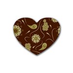 Floral pattern paisley style  Rubber Heart Coaster (4 pack) Front