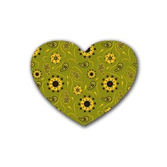 Floral Pattern Paisley Style  Rubber Coaster (heart) by Eskimos