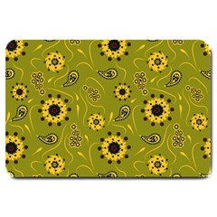 Floral Pattern Paisley Style  Large Doormat  by Eskimos