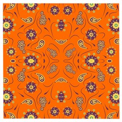 Floral Pattern Paisley Style  Wooden Puzzle Square by Eskimos
