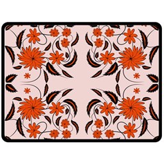 Floral Folk Damask Pattern  Fleece Blanket (large)  by Eskimos