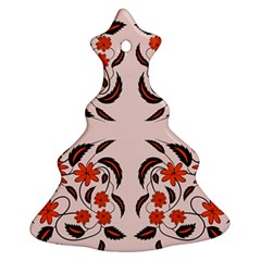 Floral Folk Damask Pattern  Christmas Tree Ornament (two Sides) by Eskimos