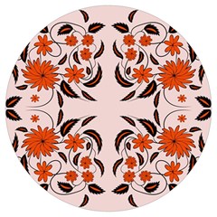 Floral Folk Damask Pattern  Round Trivet