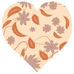 Folk Flowers Print Floral Pattern Ethnic Art Wooden Puzzle Heart by Eskimos