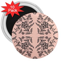 Floral Folk Damask Pattern  3  Magnets (10 Pack)  by Eskimos