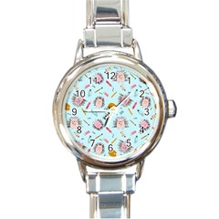 Hedgehogs Artists Round Italian Charm Watch by SychEva