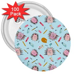 Hedgehogs Artists 3  Buttons (100 Pack)  by SychEva