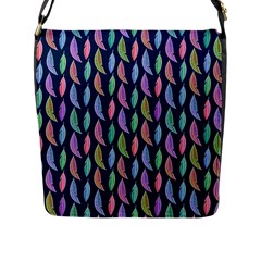 Colorful Feathers Flap Closure Messenger Bag (l) by SychEva