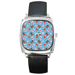 Cute Cats And Bears Square Metal Watch