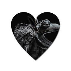 Creepy Monster Bird Portrait Artwork Heart Magnet by dflcprintsclothing