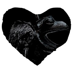 Creepy Monster Bird Portrait Artwork Large 19  Premium Flano Heart Shape Cushions by dflcprintsclothing