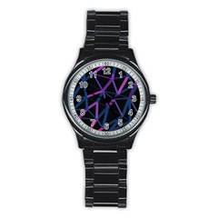 3d Lovely Geo Lines  V Stainless Steel Round Watch by Uniqued