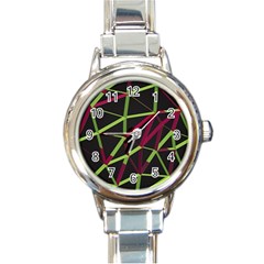 3d Lovely Geo Lines X Round Italian Charm Watch by Uniqued