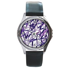 3d Lovely Geo Lines X Round Metal Watch by Uniqued