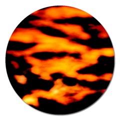 Orange Waves Abstract Series No2 Magnet 5  (round) by DimitriosArt