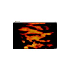 Orange Waves Abstract Series No2 Cosmetic Bag (small) by DimitriosArt