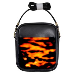 Orange Waves Abstract Series No2 Girls Sling Bag by DimitriosArt