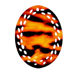 Orange Waves Abstract Series No2 Ornament (oval Filigree) by DimitriosArt