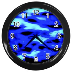 Blue Waves Abstract Series No11 Wall Clock (black) by DimitriosArt