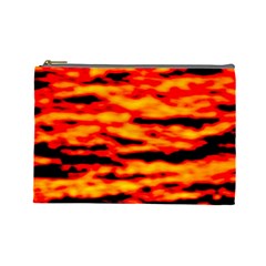 Red  Waves Abstract Series No14 Cosmetic Bag (large) by DimitriosArt