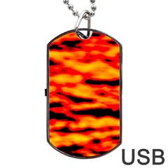 Red  Waves Abstract Series No14 Dog Tag Usb Flash (two Sides) by DimitriosArt