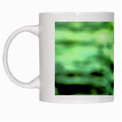 Green  Waves Abstract Series No13 White Mugs by DimitriosArt