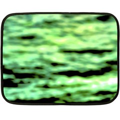 Green  Waves Abstract Series No13 Double Sided Fleece Blanket (mini)  by DimitriosArt