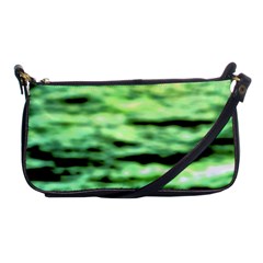 Green  Waves Abstract Series No13 Shoulder Clutch Bag by DimitriosArt