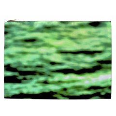 Green  Waves Abstract Series No13 Cosmetic Bag (xxl) by DimitriosArt