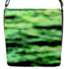 Green  Waves Abstract Series No13 Flap Closure Messenger Bag (s) by DimitriosArt