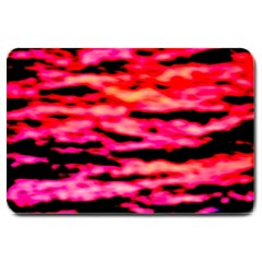 Red  Waves Abstract Series No15 Large Doormat  by DimitriosArt