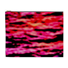 Red  Waves Abstract Series No15 Cosmetic Bag (xl) by DimitriosArt