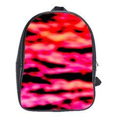 Red  Waves Abstract Series No15 School Bag (xl) by DimitriosArt