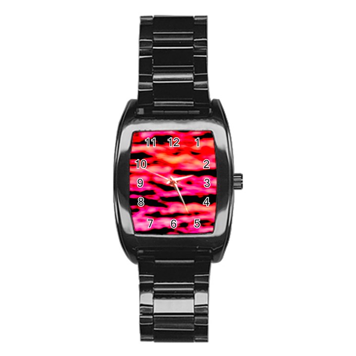 Red  Waves Abstract Series No15 Stainless Steel Barrel Watch