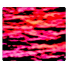 Red  Waves Abstract Series No15 Double Sided Flano Blanket (small)  by DimitriosArt