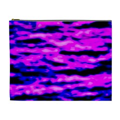 Purple  Waves Abstract Series No6 Cosmetic Bag (xl) by DimitriosArt