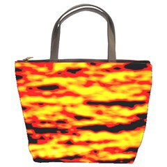 Red  Waves Abstract Series No16 Bucket Bag by DimitriosArt