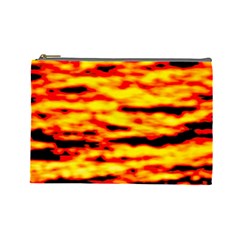 Red  Waves Abstract Series No16 Cosmetic Bag (large) by DimitriosArt